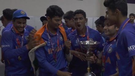 A sneak peek inside the Indian dressing room celebrating their 2022 ICC Men's U19 CWC triumph