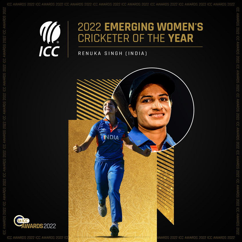 Renuka Singh is the winner of ICC Emerging Women's Cricketer of the Year 2022