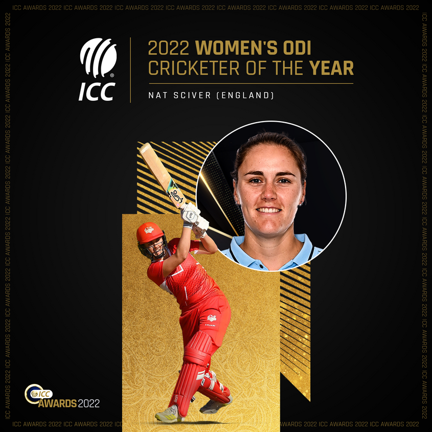 Nat Sciver is the ICC Women's ODI Cricketer of the Year 2022