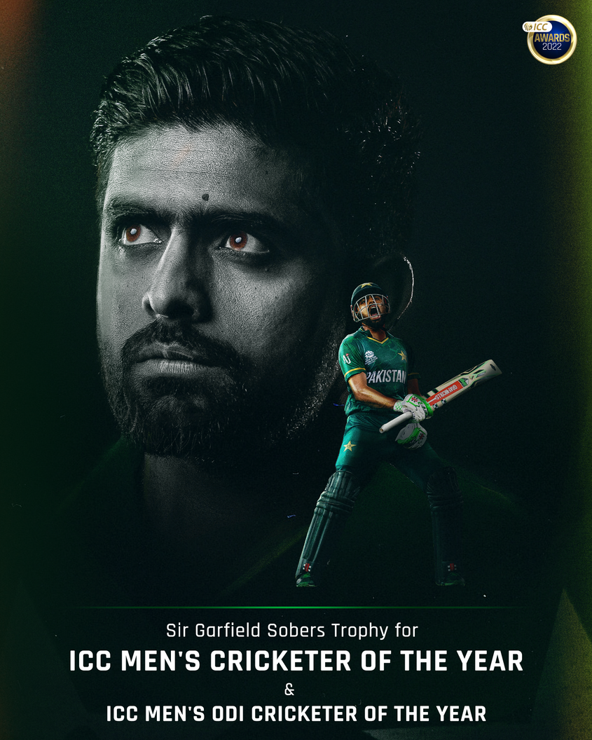 Pakistan skipper Babar Azam takes home the Sir Garfield Sobers Trophy for ICC Men’s Cricketer of the Year 2022