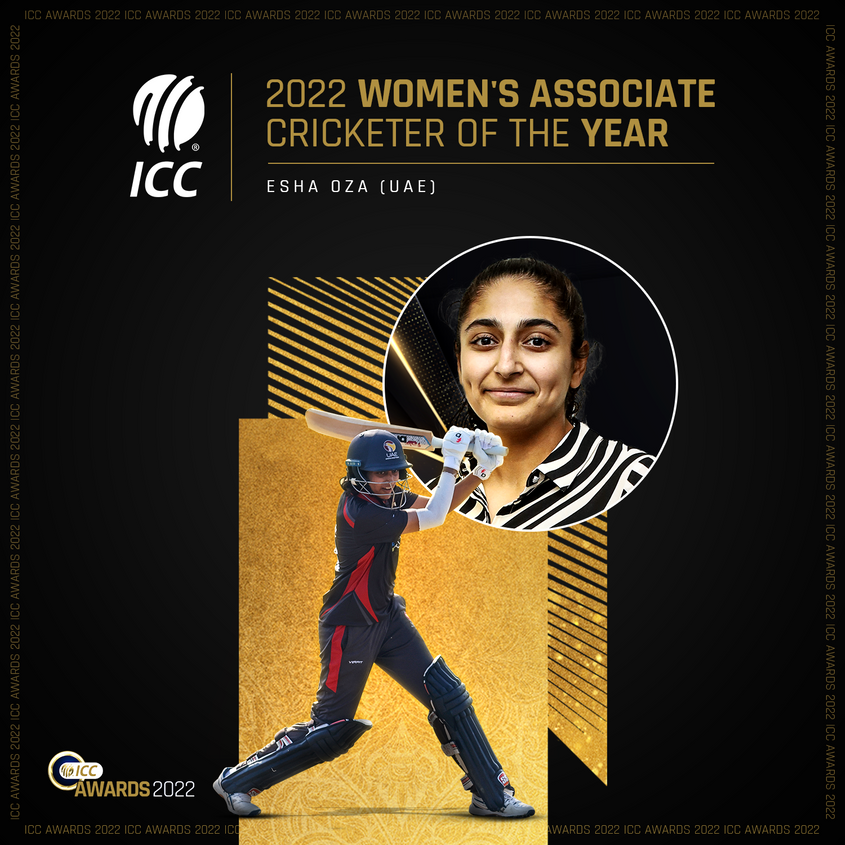 UAE's Esha Oza win the ICC Women's Associate Cricketer of the Year 2022